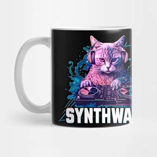 Synthwave cat with headphones Mug